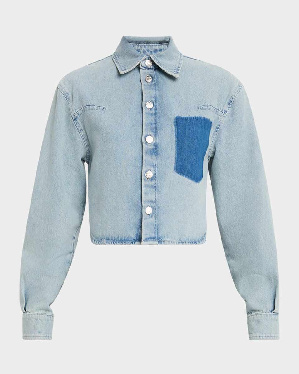 Cropped Long-Sleeve Denim Shirt